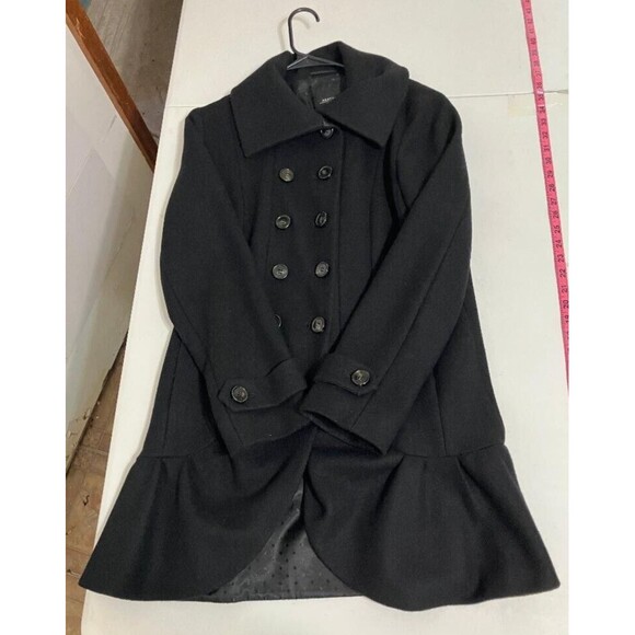 Max Mara Weekend Black Virgin Wool Coat Women's 10 Double Breast Peacoat Ukraine - Picture 8 of 14